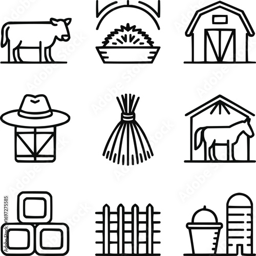 Rural Straw and Hay Icon Pack – Livestock Feeding, Storage, and Countryside Life