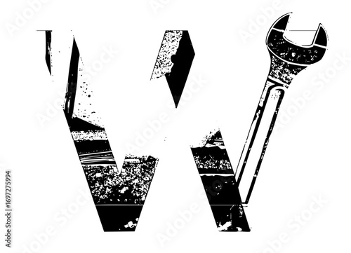 Vector Stylized letter W incorporating a wrench .