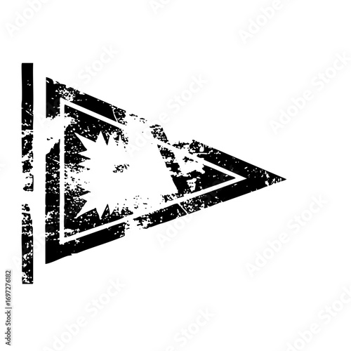 Vector Distressed play button with jagged edges.