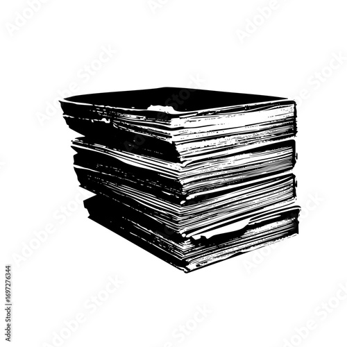 Vector Stacked books in monochrome style.