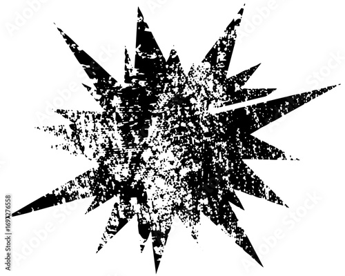 Vector Dynamic burst of jagged distressed star shape.