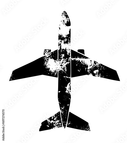 Vector Abstract airplane with distressed texture