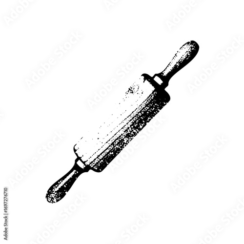 Vector Detailed of a vintage rolling pin.