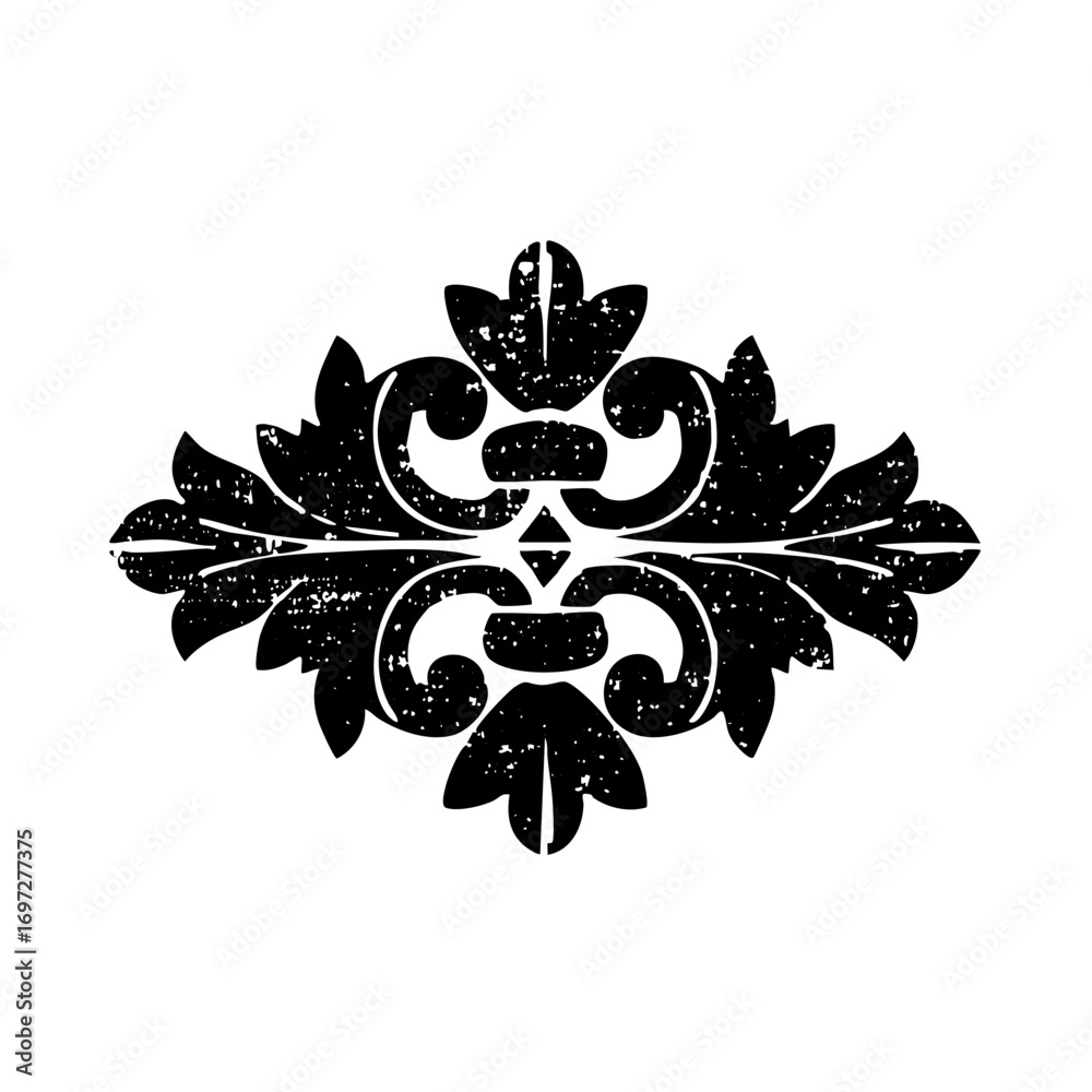 Fototapeta premium Vector Elegant Damask Ornament with Floral and Scroll Motifs