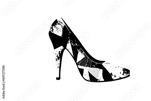 Vector Elegant high-heeled shoe in monochrome style.