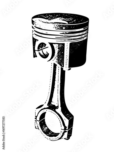 Vector Detailed of a piston and connecting rod assembly.