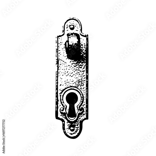Vector Vintage door lock plate with keyhole.