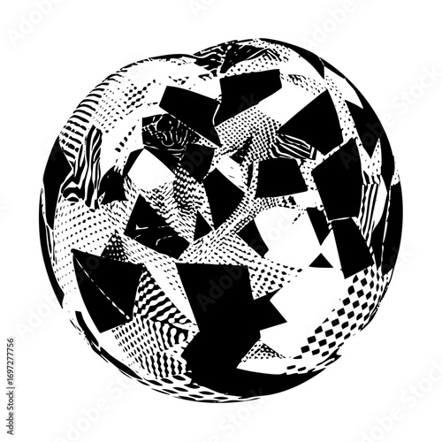 Vector Abstract sphere composed of geometric shapes and .