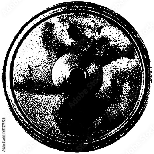 Vector Detailed bear paw print with circular border.