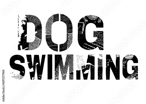 Vector Bold typographic featuring Dog Swimming text.