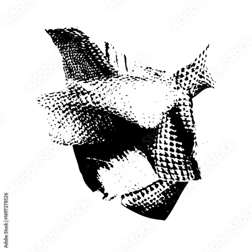 Vector Abstract helmet with sharp angles and textured details.
