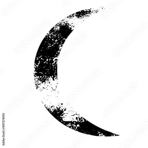 Vector Distressed moon with textured edges.