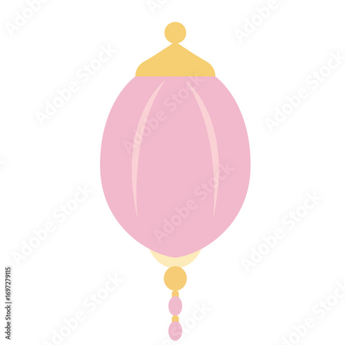 Pink round pendant with golden cap, stylish decorative element perfect for cultural or festive designs.

