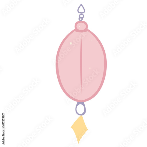 Pink oval pendant with blue chain, delicate jewelry illustration ideal for cultural or festive designs.

