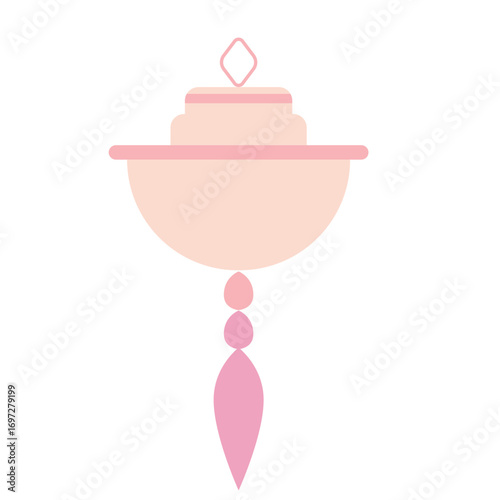 Pink ornamental pendant with geometric design, decorative jewelry element ideal for cultural or festive themes.

