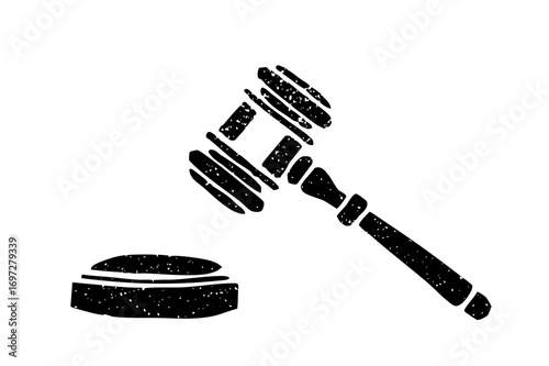 Vector Black gavel and sound block for legal justice.