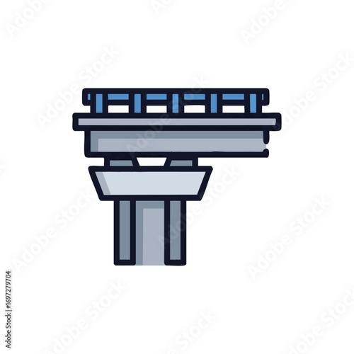 A modern flat line icon depicting a bridge or overpass structure, representing infrastructure, transportation, and connectivity with a clean, minimalist design.