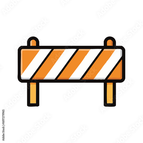 A vibrant orange and white striped construction barrier icon, symbolizing road work, danger, and an 'under construction' status for websites or physical sites.