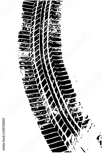 Vector Detailed tire track depicts automotive movement.