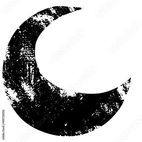 Vector Distressed moon with a textured speckled appearance.