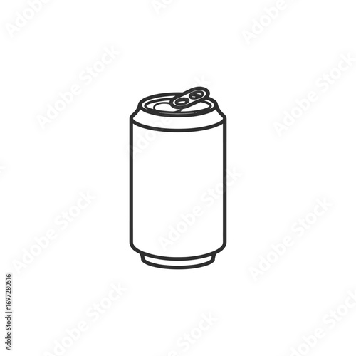 Soda can icon vector in thin line and flat style with editable stroke on white background. Dented soda cans icons set. Beverage, beer and brewing sign and symbol. Vector illustration