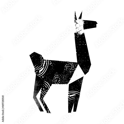 Vector Geometric llama with textured details.