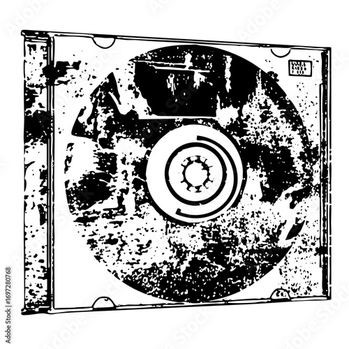 Vector Damaged optical disc in a protective case .