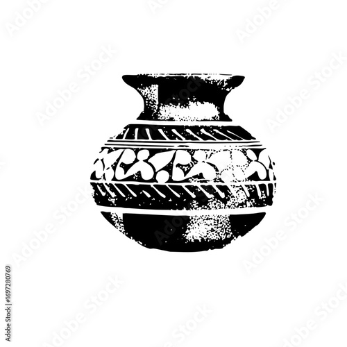 Vector Detailed ceramic vase with ornamental .