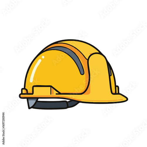 A bright yellow hard hat, essential personal protective equipment, symbolizes safety and security for workers in construction and industrial environments.