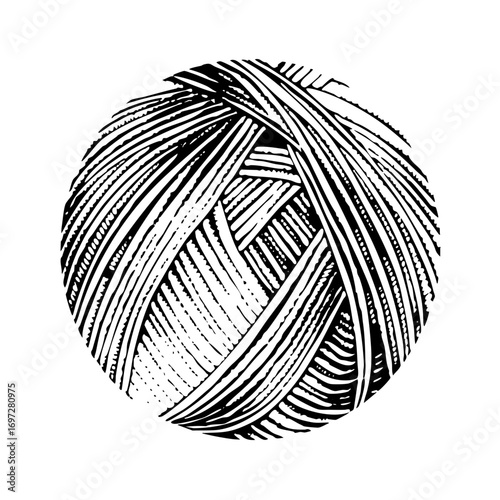 Vector Intricate yarn ball showcases detailed winding .