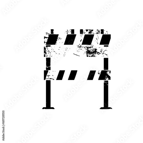 Vector Black and white barrier depicts a restricted access point.