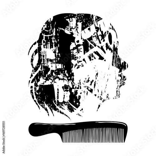 Vector Stylized barber pole with comb