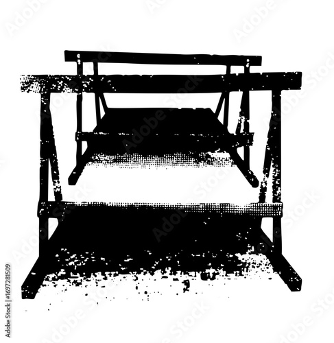 Vector Rustic wooden porch swing with detailed construction.