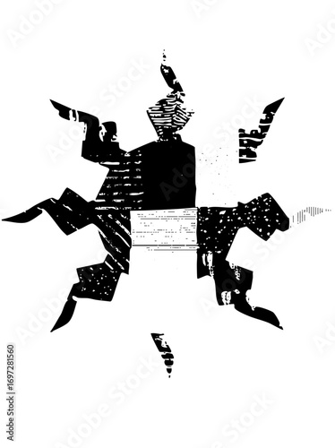 Vector Dynamic figure with outstretched arms and patterned attire performs a stylized dance.