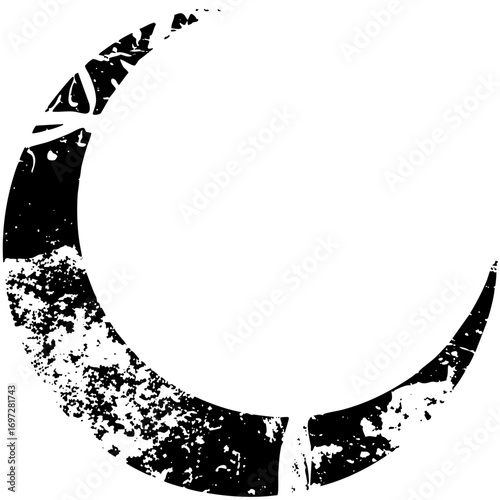 Vector Distressed moon with textured edges.
