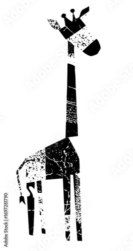 Vector Abstract giraffe with textured vector shapes.