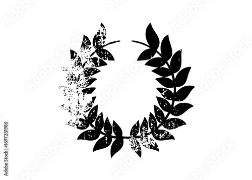 Vector Elegant laurel wreath with distressed texture.