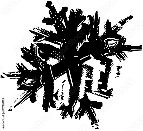 Vector Abstract black depicts a fragmented human face with radiating lines.
