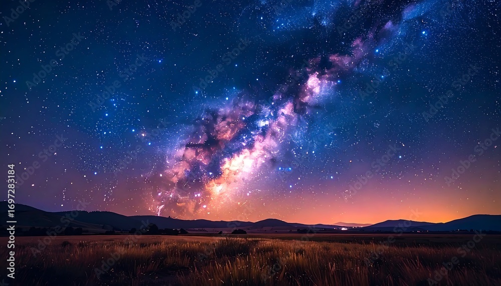 Fototapeta premium Milky Way over a field at night