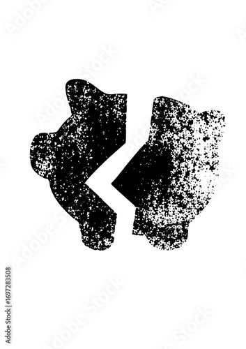 Vector Abstract broken arrow with speckled texture.