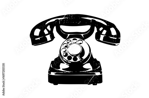 Vector Vintage rotary telephone in black