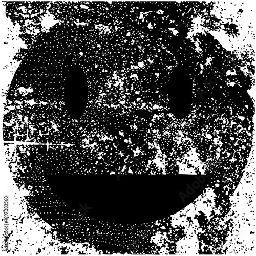 Vector Distressed monochrome face with textured effect.