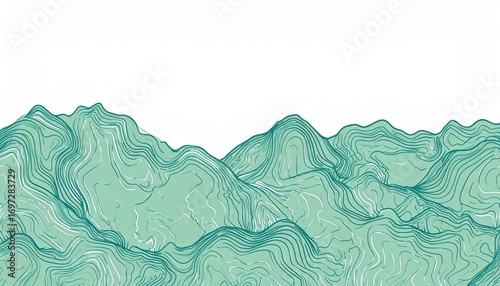 Seamless Teal Topographic Mountain Range Pattern