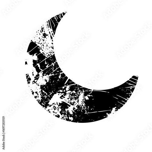 Vector Distressed moon with textured details.