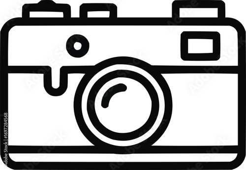 Retro Film Camera Outline Icon  Classic Body with Lens and Dials