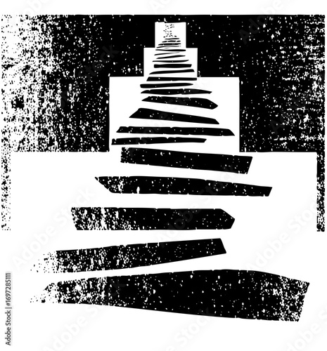 Vector Abstract stacked rectangles form a minimalist tower .