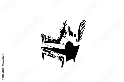 Vector Black silhouette of a chaise lounge with a raised backrest.