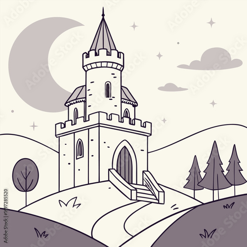 Geometric Castle on Hilltop