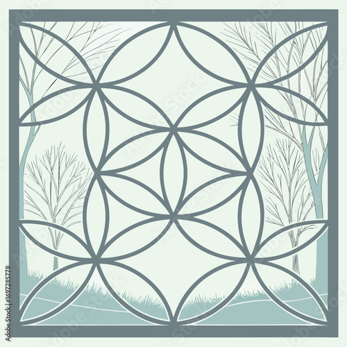 Geometric Frost Pattern on Window Pane