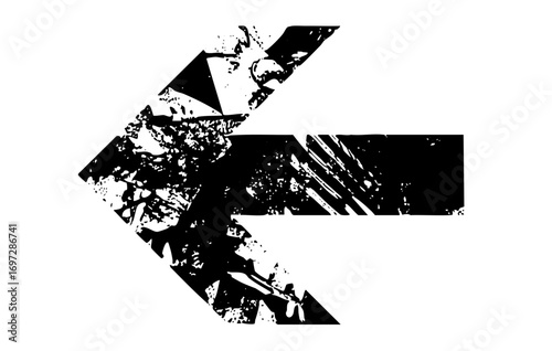Vector Distressed arrow points left with a bold fragmented .